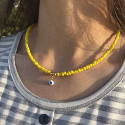 Summer Collection -18’’ Necklace with 18K Gold Plated Evil Eye