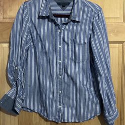 Blue And White Striped Tommy And Hilfiger Bottom Down