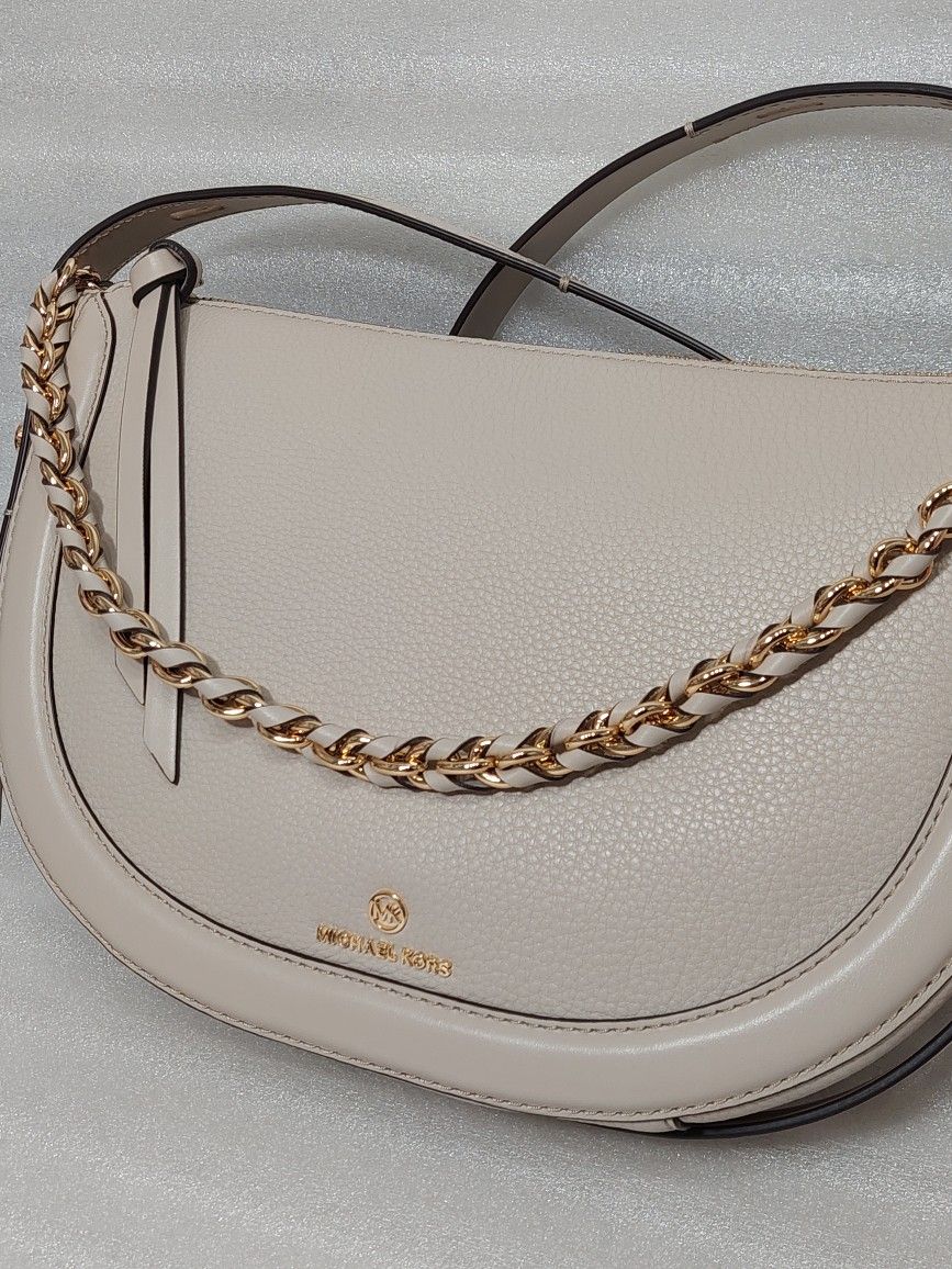 Michael Kors Designer Crossbody Bag Purse. Beige Gold. New With Tags. Beautiful Women's Handbag 