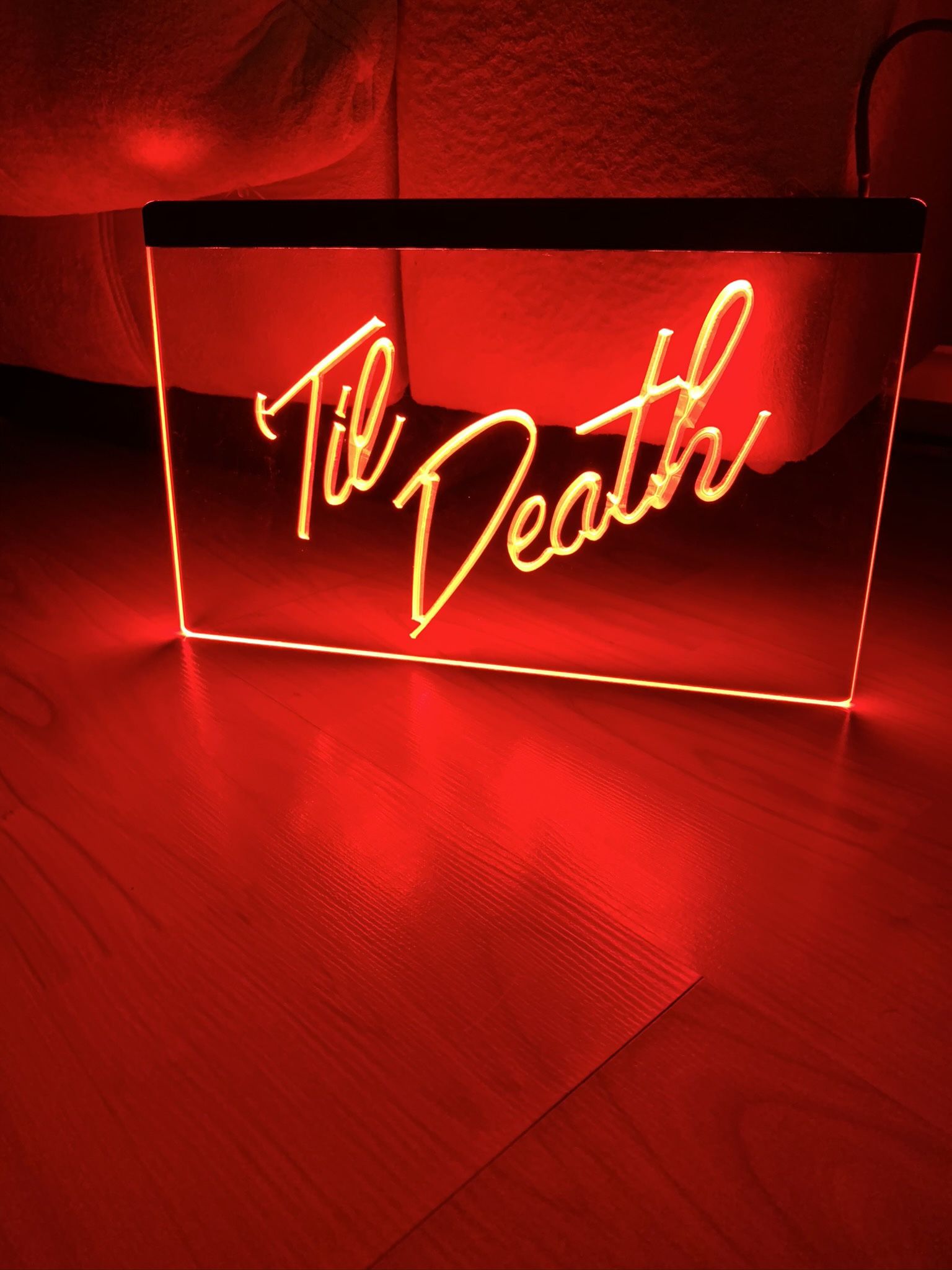 TILL DEATH LED NEON RED LIGHT SIGN 8x12