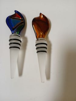 2 Murano or style wine stopper