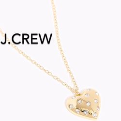 (NEW) WOMEN’S J.CREW FACTORY GOLD PAVÉ PUFFY HEART PENDANT NECKLACE - SIZE: OS (ONE SIZE)