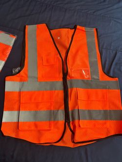 2 -pcs Orange High-Visibility Safety Vest