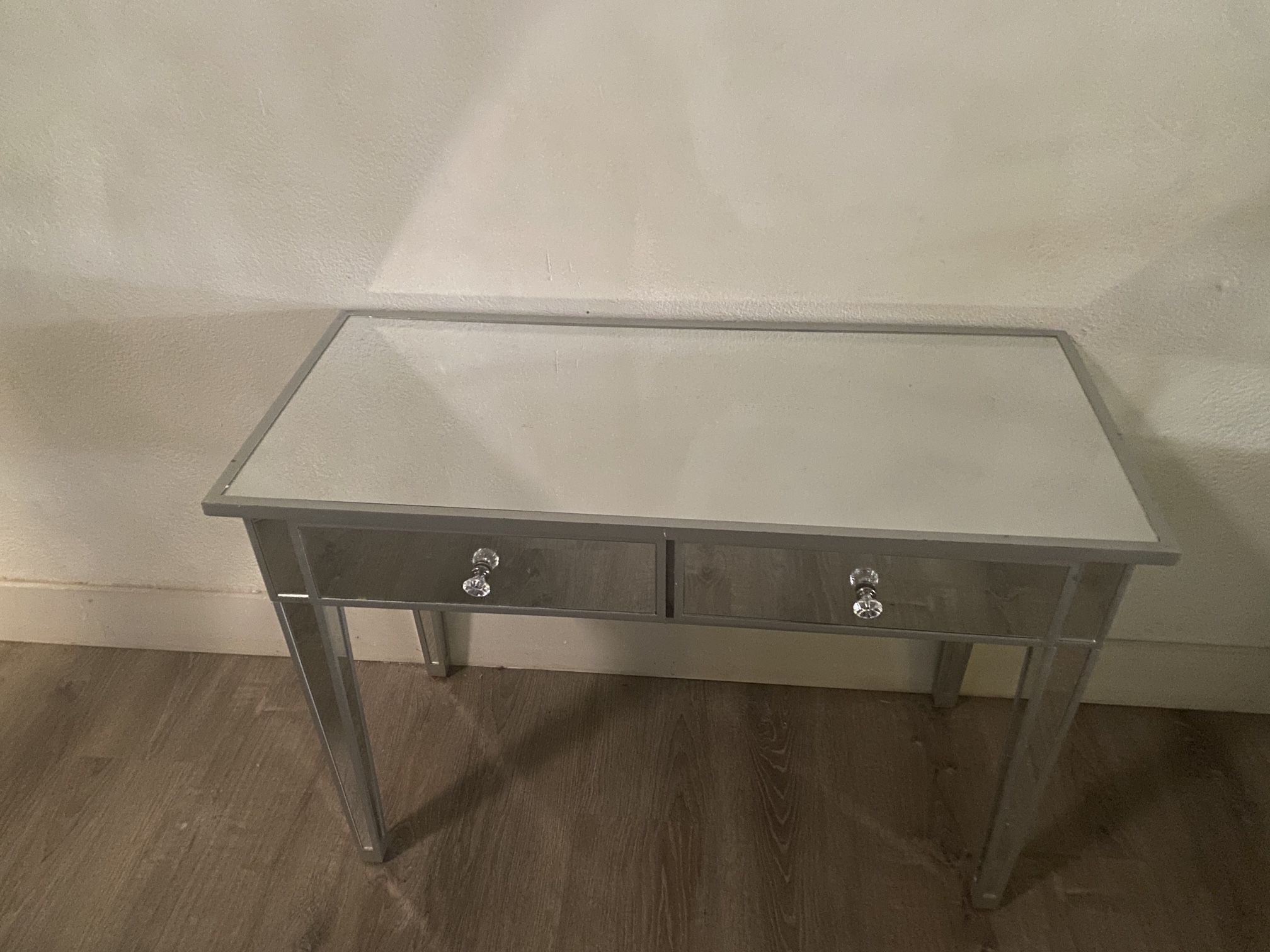Glass Silver Vanity Desk 