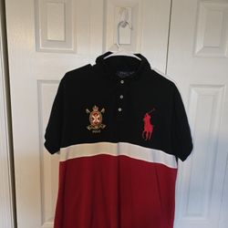 Ralph Lauren Black Polo with Gold Emblem XL Custom Slim Fit New