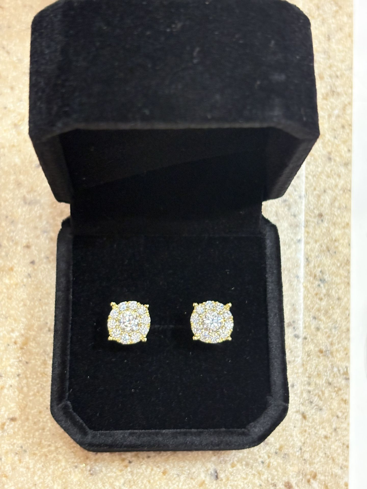 Moissanite & 925S Silver GOLD PLATED Earrings