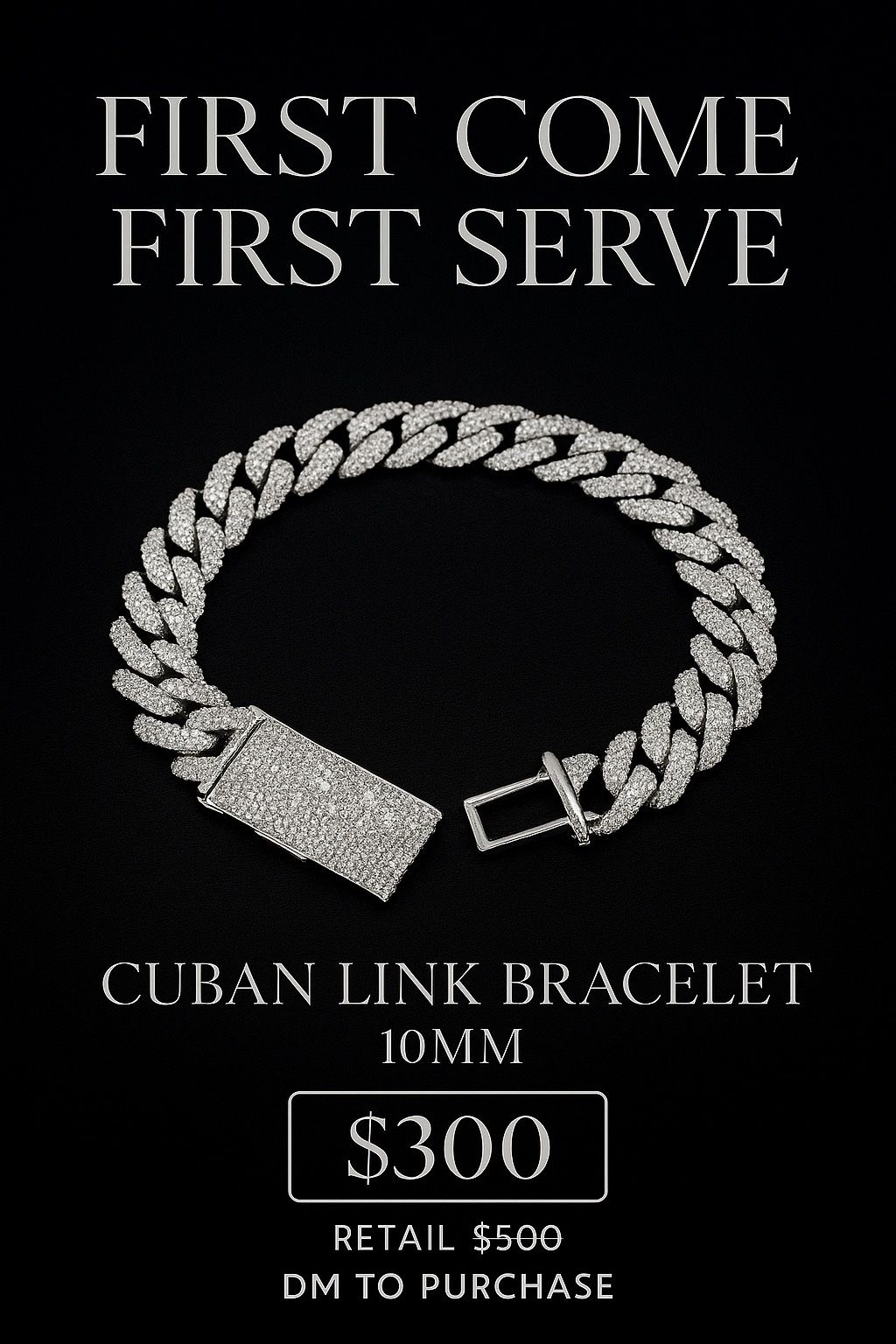 10mm 14 karat white gold 925 sterling silver cuban link moissanite bracelet