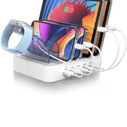 USB C Charging Station for Multiple Devices Apple, 90W 3 USB-C and 2 USB Charging Station for Multiple Devices Apple iPad, iPhone15 14 13 12 11 X 8 Se