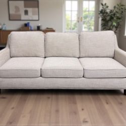 Flexsteel Lawrence Antique Beige 3-Seat Couch w/ Sloped Track Armrests