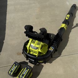 Electric Lawn Ryobi 40V HP BRUSHLESS 730 CFM BACKPACK Leaf BLOWER KIT like new