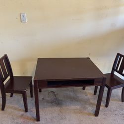 Kids Table with 2 Chairs – Dark Brown - CASH ONLY!!