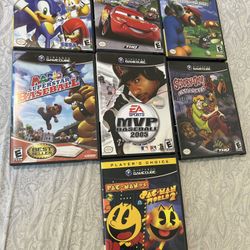 Nintendo Gamecube Game Lot Bundle Sonic Heroes Mario Superstars Baseball Toadstool tour pac man Scooby doo