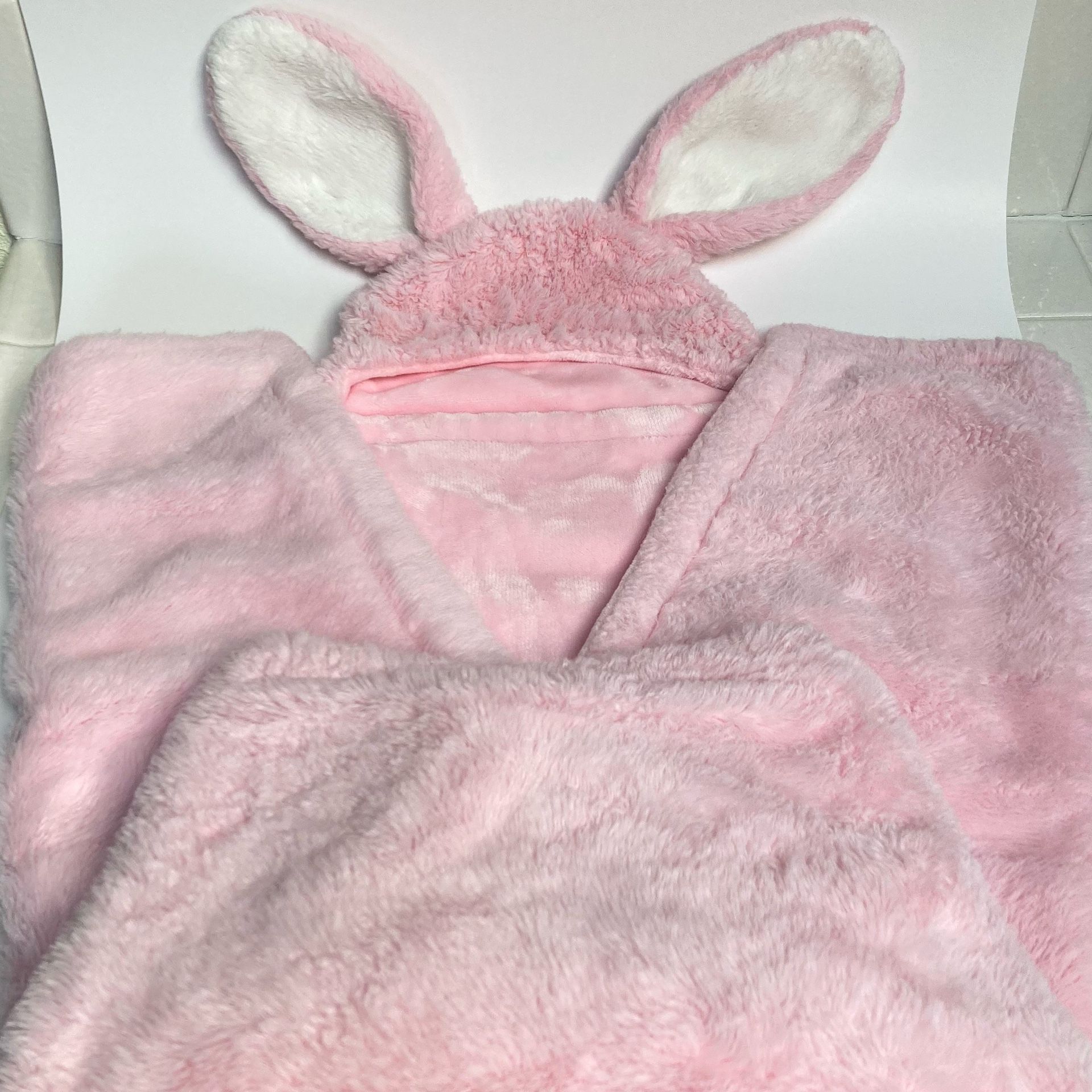 Little Miracles Pink Hooded Bunny Rabbit Plush Blanket