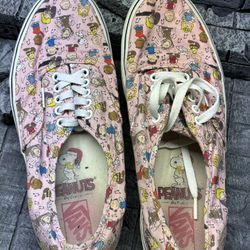 Vans Charlie Brown Peanuts Dance Party Shoes men’s 9 1/2 Pink Sneakers.