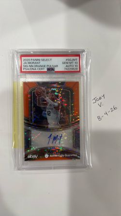 2020 Panini Select Ja Morant Auto Orange Pulsar 02/30 PSA Gem 10 Auto 10