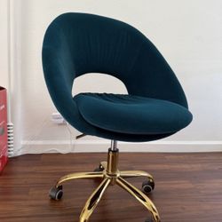 Modern Velvet Office Chair with with Adjustable Swivel, Comfy Upholstered Desk Chair with Open Back, Small Cute Chair for Living Room Study Vanity