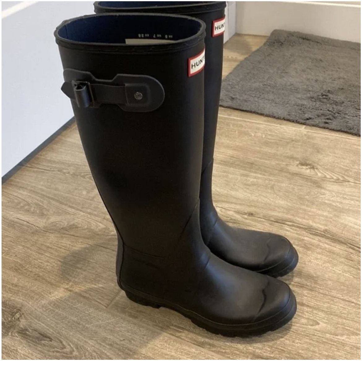 Hunter Rain Tall Black Boots Women Size 10