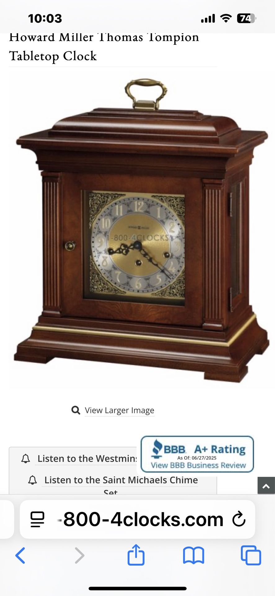 Howard Miller Mantel Clock