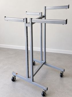 Heavy Duty 4-Way Commercial Clothing Rack - Adjustable - Rolling