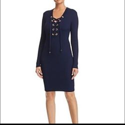 Michael Kors Lace-Up Rib sweater Dress X-SMALL 