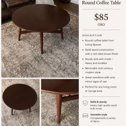 Living Spaces Round Coffee Table