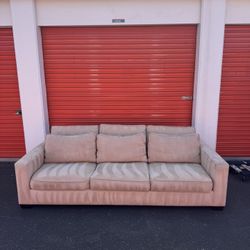 Free Delivery) Custom Tan Microfiber Three-Cushion Sofa