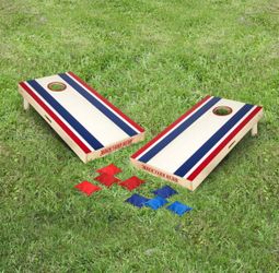 Backyard hero official size cornhole set missing the red and green tossing bags