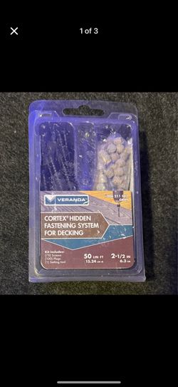 Cortex Hidden Fastening System for Veranda Decking – 2-1/2 inch Cortex screws and plugs – Gray (50 LF)