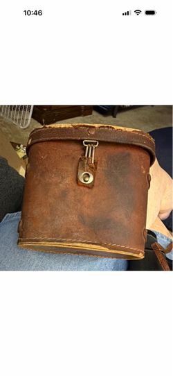 Vintage Leather Carrying Case with Strap with Binoculars