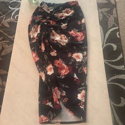 Black Floral midi Skirt 