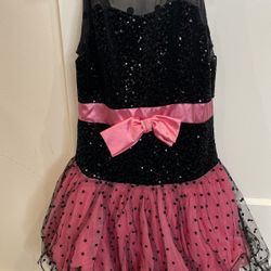 Ballet Dress, Pink And Black Sequence Girls Size 6–7