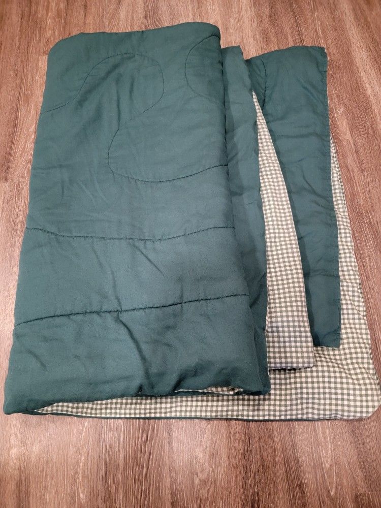 Twin Size Reversible Bedspread Comforter Hunter Green Checkered
