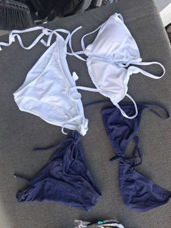Two Bikini Sets White and Navy