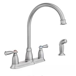 Banbury High-Arc Double Handle Standard Kitchen Faucet With Side Sprayer In Spot Resist Stainless