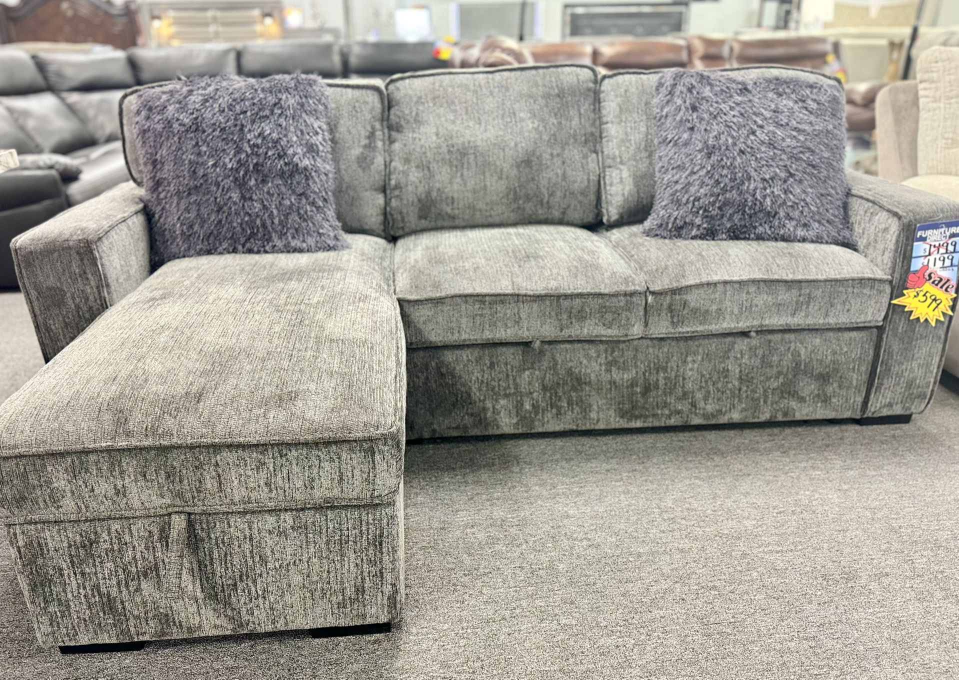 Stunning Grey Pull Out Sleeper Sofa Sectional Available Crazy Deal Only $599