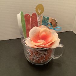 MOTHER’S DAY Whimsy in a Cup: Cherry Vanilla & Green Tea Gift Set (peach rose)