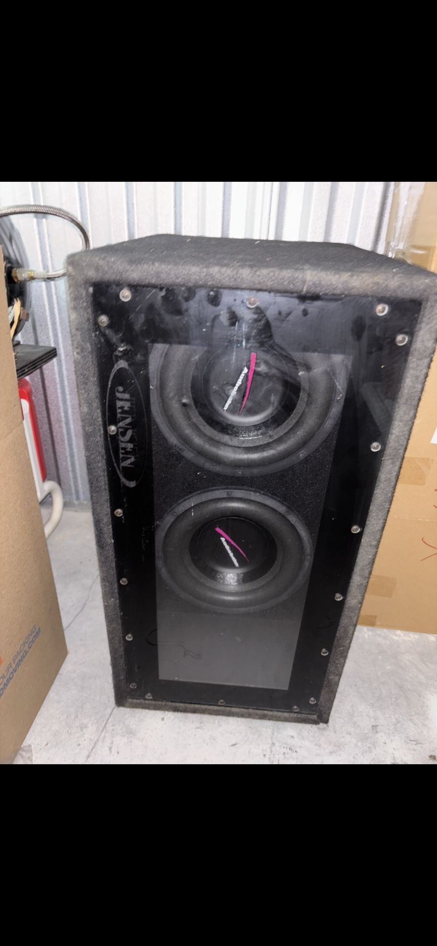 🔥(2) 10inch Audiobahn Subwoofers In Ported Jensen Box...