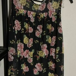 Bobbie Brooks Floral Sheer Yoke Sleeveless Top NWT (M, XL)
