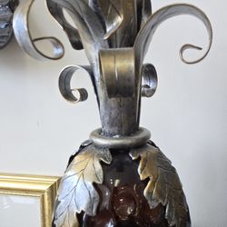 Pinecone Glass & Metal Candle Holder, 12"-PLEASE READ DESCRIPTION