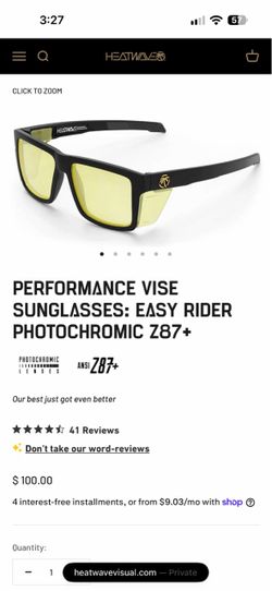 Heatwave Performance Vise Sunglasses Easy Rider Photochromic