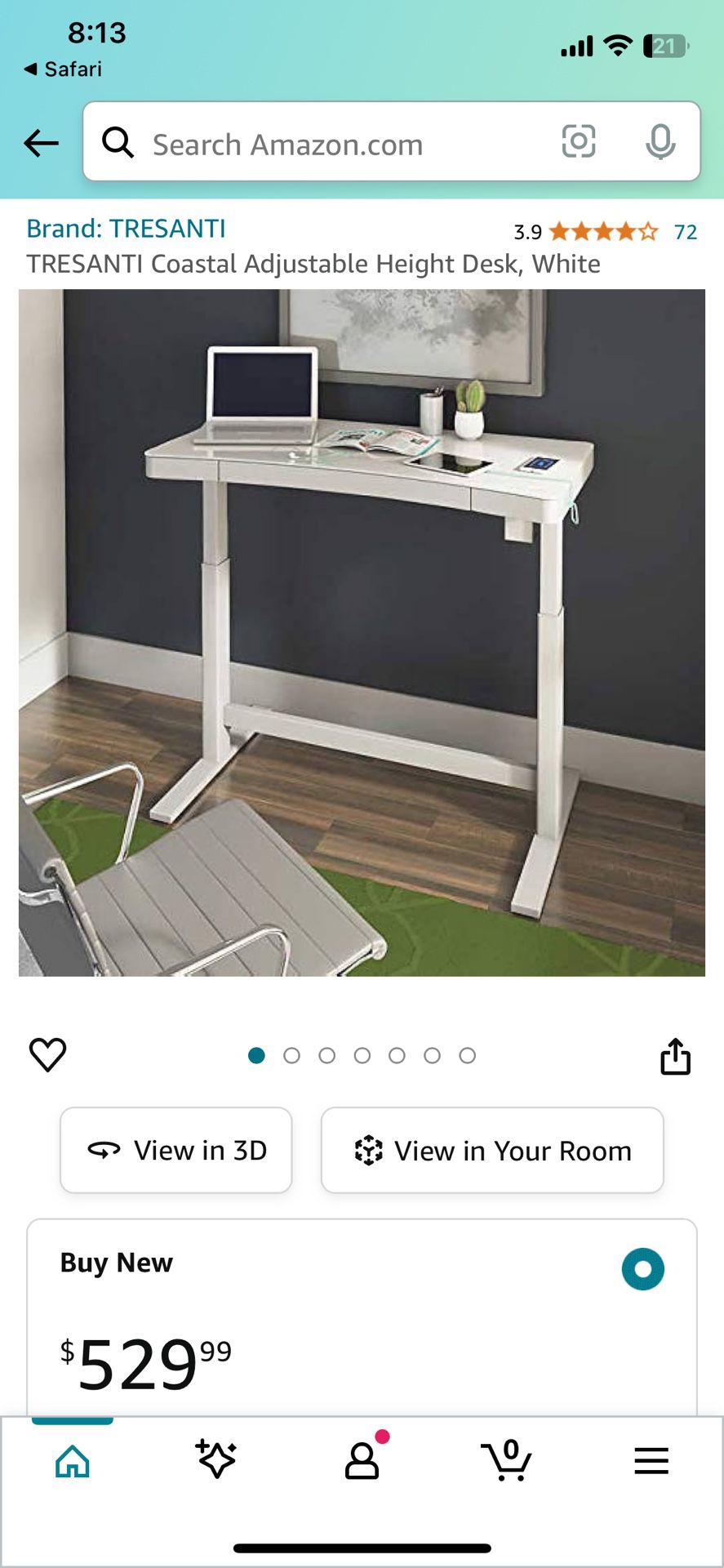 Tresanti  White Standing Desk