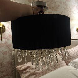 Elegant Black Drum Crystal Semi-Flush Mount Ceiling Light – Like New