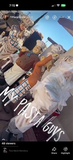 Pasta men statues
