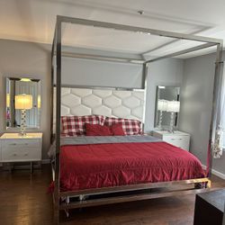Bed Frame White Let her And Silver