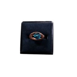 Size 5 Bronze Toned Teal Wrapped Wire Ring