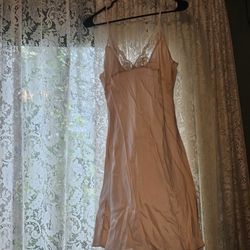 Vintage Light Pink Lace Silk Slip Dress