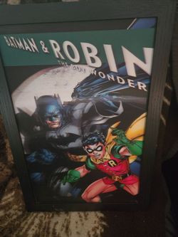Framed 3D batman and Robin print