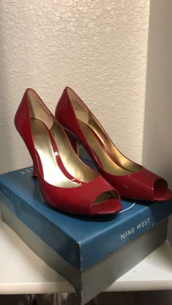 Red peep toe Nine West heels 9.5