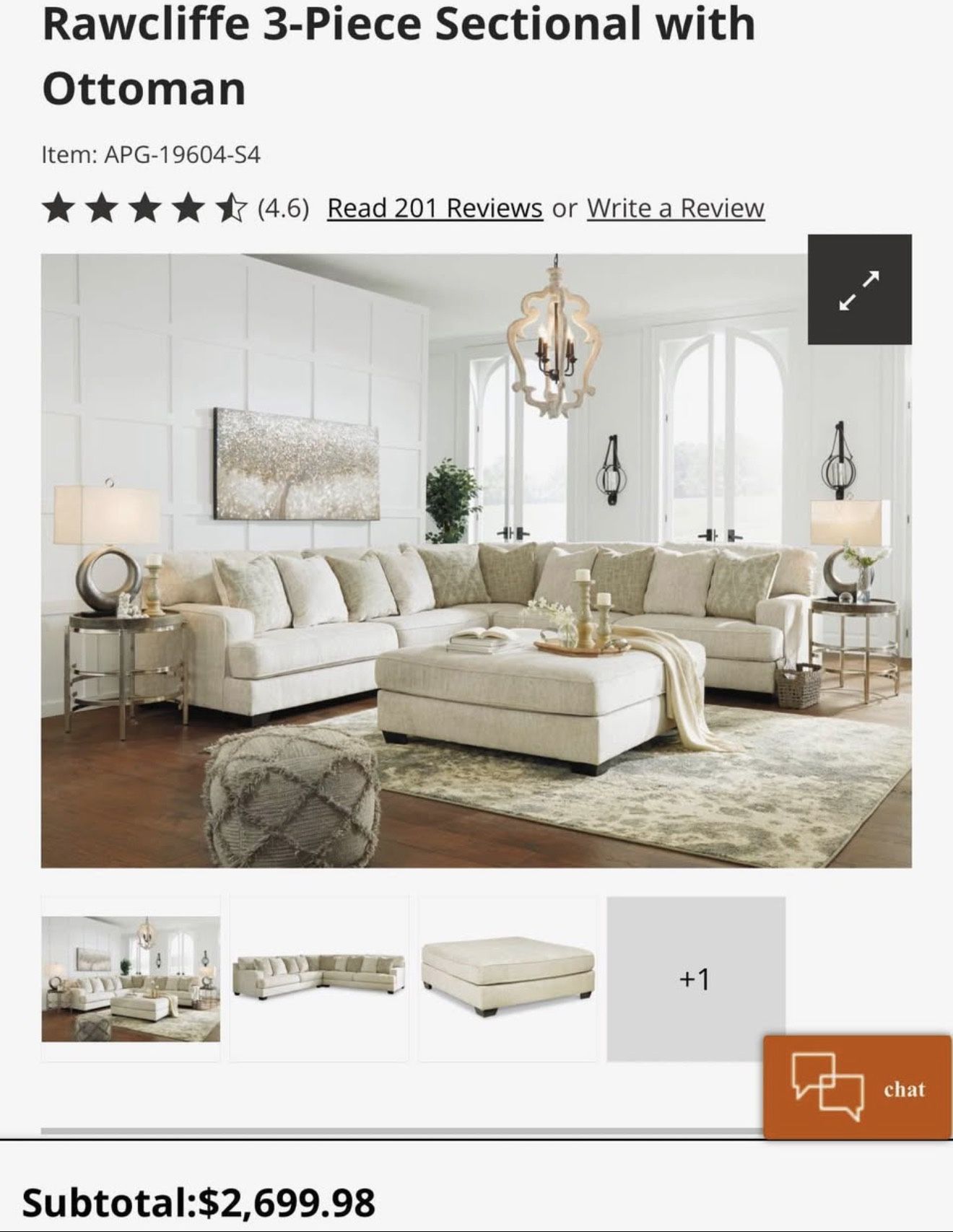 Rawcliffe Sectional + Ottoman