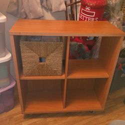 Wooden Cubby Organizer On Wheels